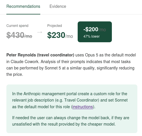 Copilot model rightsizing recommendation